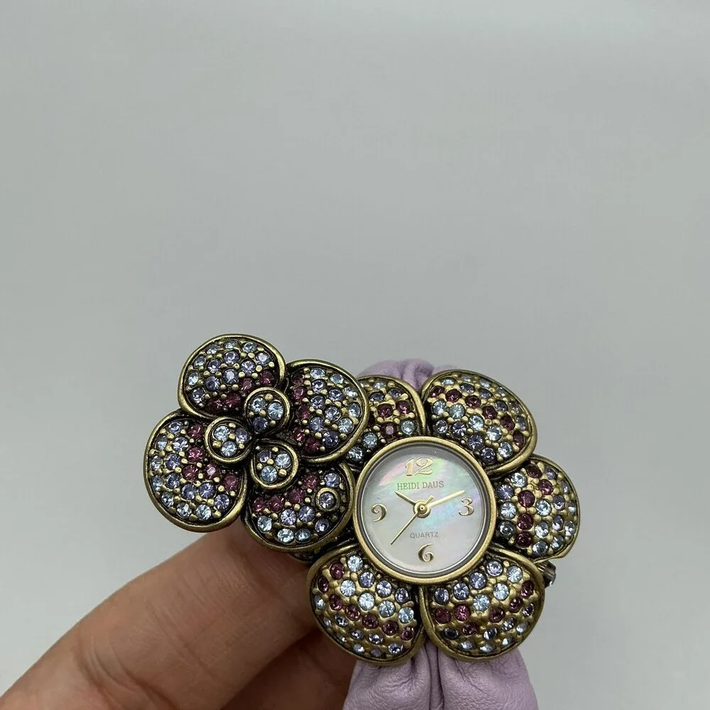 Heidi Daus Petal Profusion Women Watch 34mm Hidden MOP Crystal New Battery